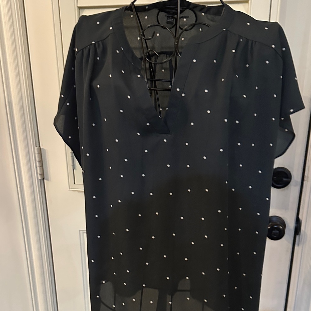 Banana Republic Black Blouse with White Dots